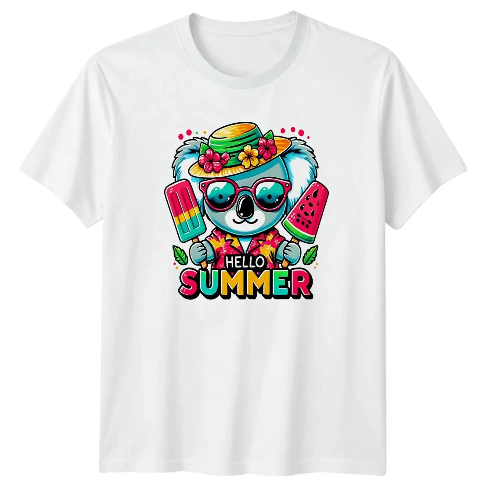 Hallo Sommer T Shirt Koala Tropical Hawaii Urlaub Geschenk für Sie und Ihn vintage Washed Breathable Slightly