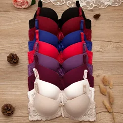 Sexy Lingerie Push Up Padded Bras for Women Lace Plus Size Bra Add Two Cup Underwire Prevent Sagging Brassiere 75 80 85 B Cup