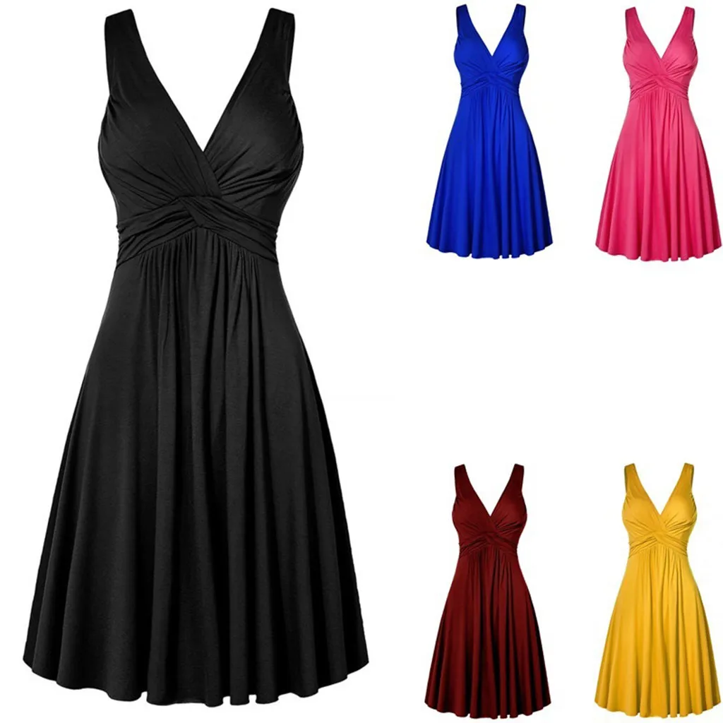 Plus Size 5XL Women's V-neck Dress Ball Gown Retro Sling Pleated Slim Flare Party Dresses Vestidos Female Sundress Clubwear 2024