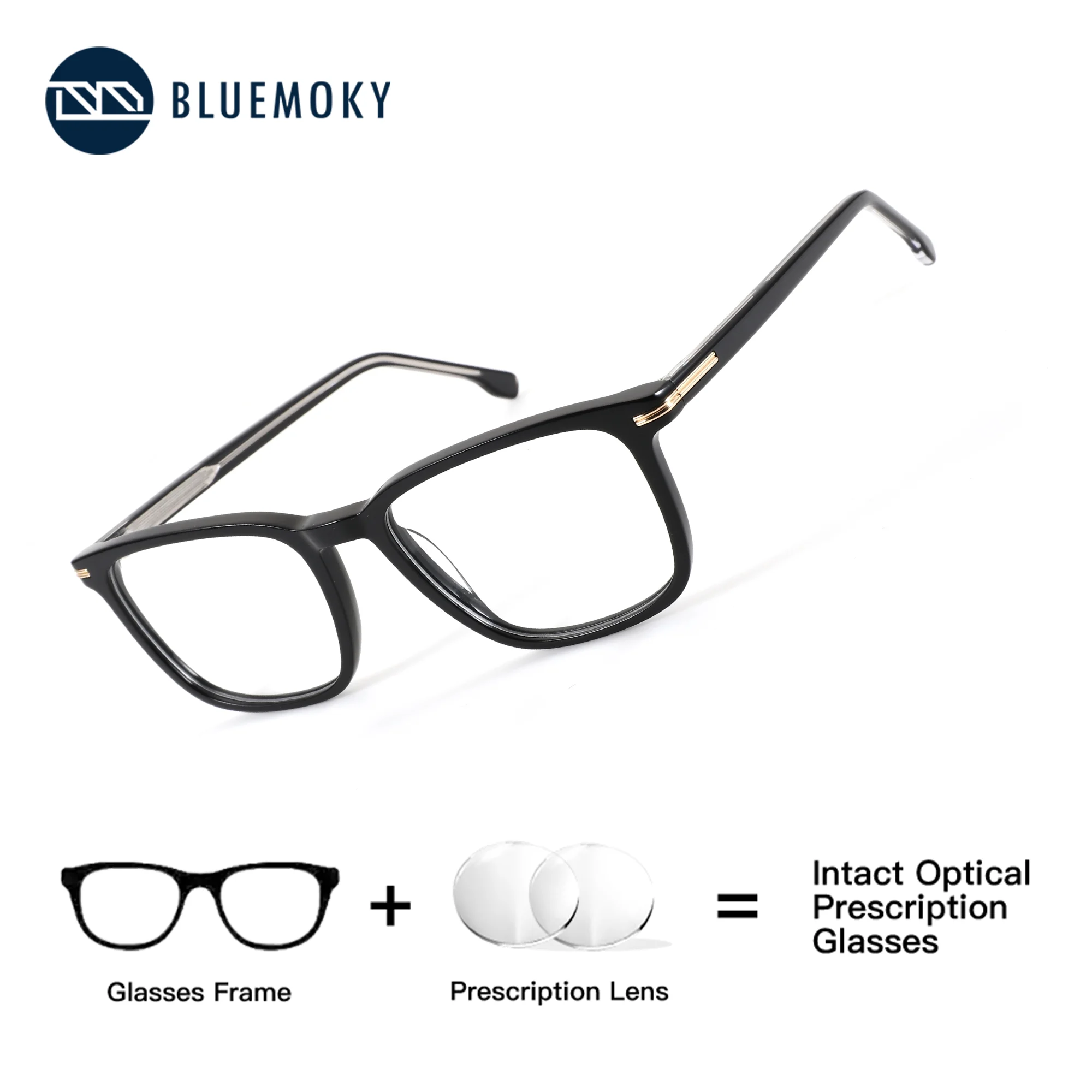 

BLUEMOKY Acetate Square Prescription Glasses Man Graduate Optical Glasses With Recipe Corrected Visual Anti Blue Light Myopia