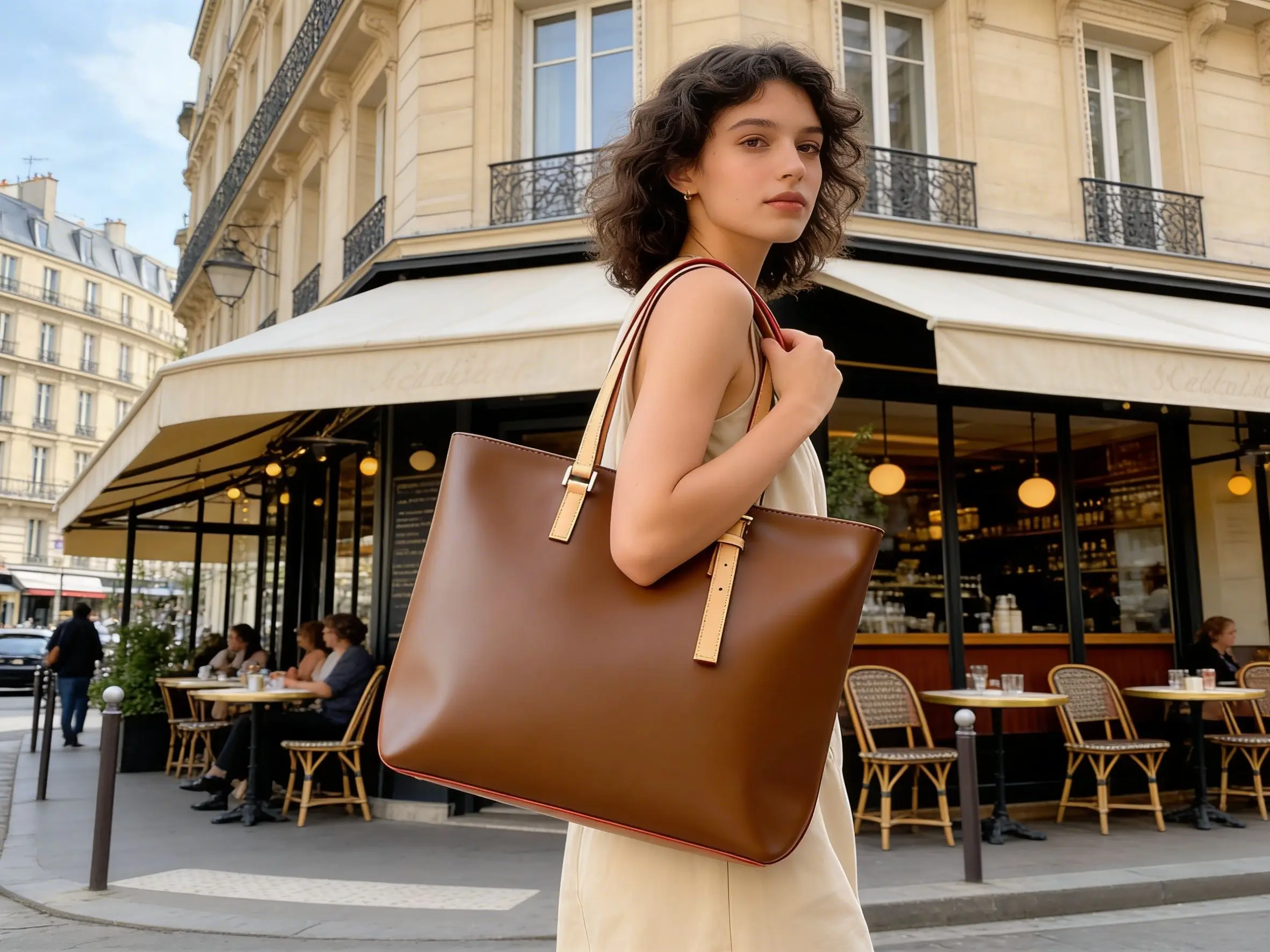 

Уникальная модная женская кожаная сумка-тоут: элегантный и лаконичный дизайн, ретро-стиль, большая вместимость, модная сумка через плечо