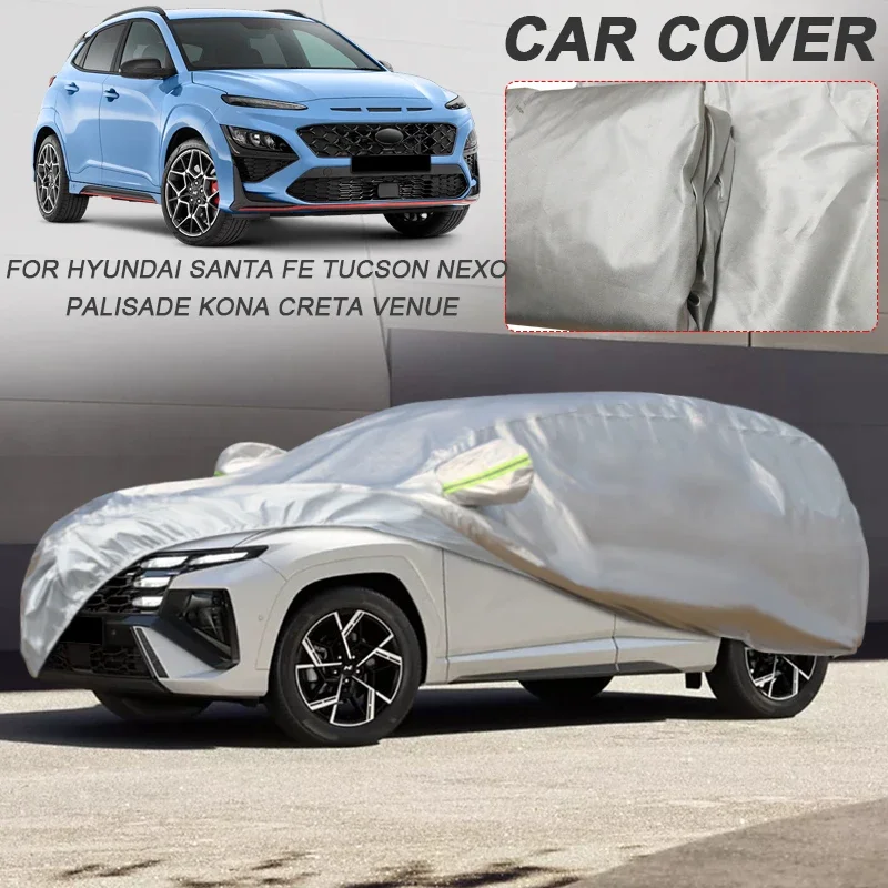 Single Layer Car Cover For Hyundai BAYON CRETA KONA NEXO PALISADE SANTA FE STARIA TUCSON VENUE Waterproof Anti-UV Dustproof
