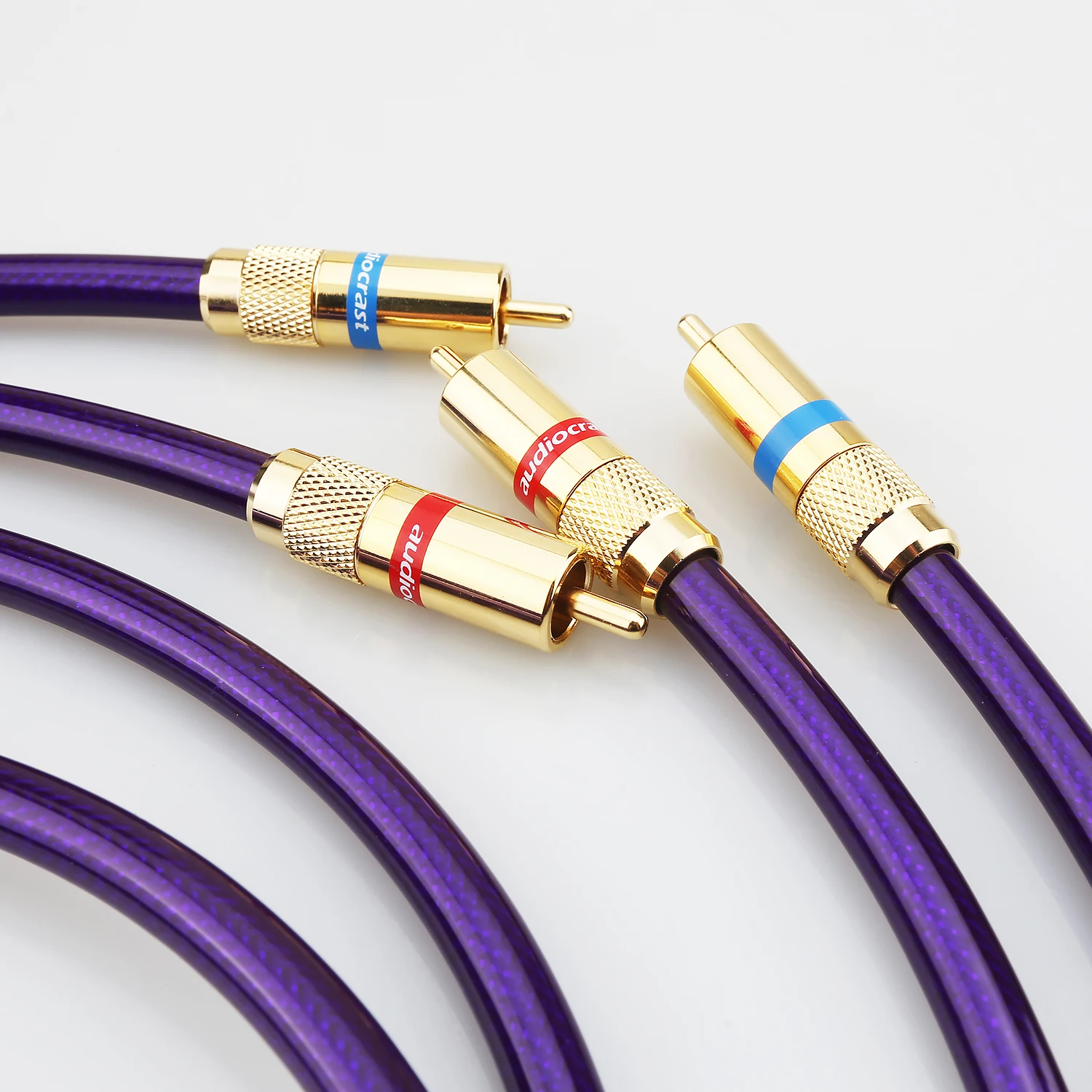 Pair 2RCA Male to 2RCA Male Hi‑Fi Interconnect Cable, Gold‑Plated RCA Plug Purple Audio Cord for CD Player Amplifier