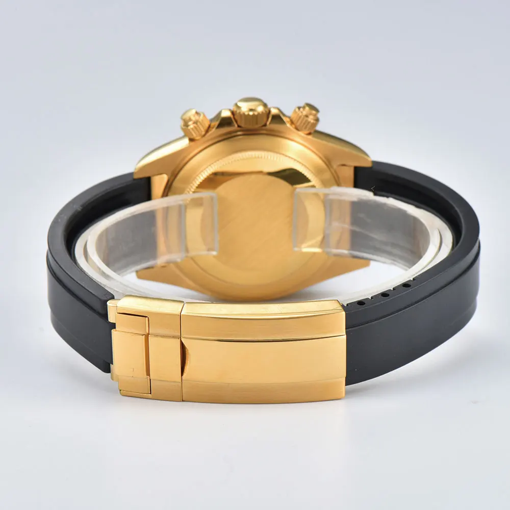 39.5mm  gold custom men's watch, sapphire glass VK63 movement quartz multi-functional chronograph business men's watch