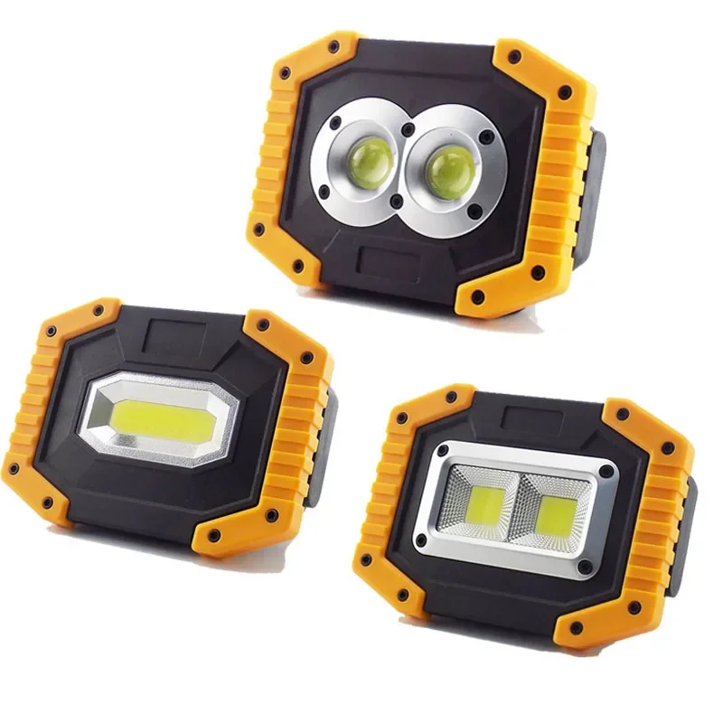 Rechargeable COB LED Floodlight Camping Lamp USB 18650 Battery Spotlight