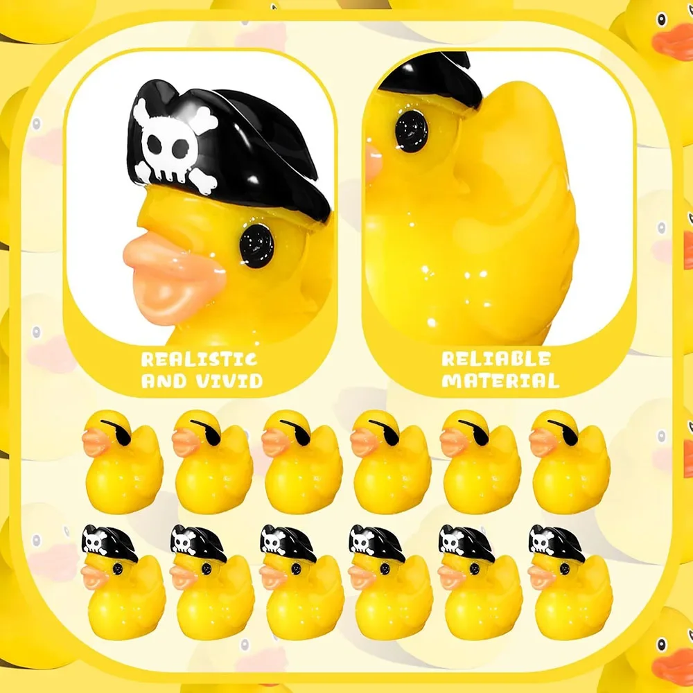 60Pcs Mini Resin Duck Halloween Pirate Tiny Ducks Little Pirate Mini Ducks Cute Miniature Resin Duck Miniature Figures Ornament