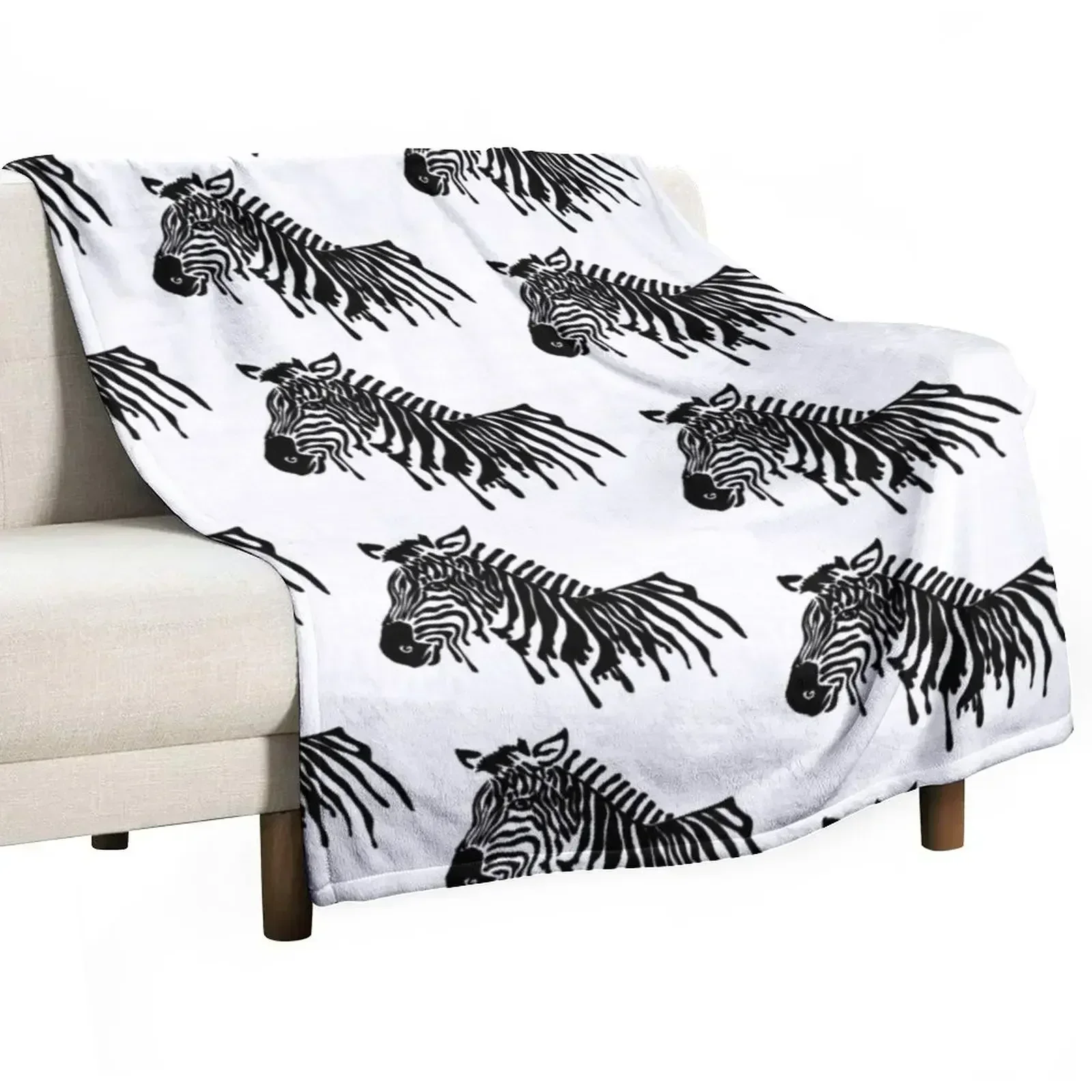 Drip Paint Zebra Throw Blanket Decorative Sofas Designers Cute Travel sofa bed funny gift Blankets