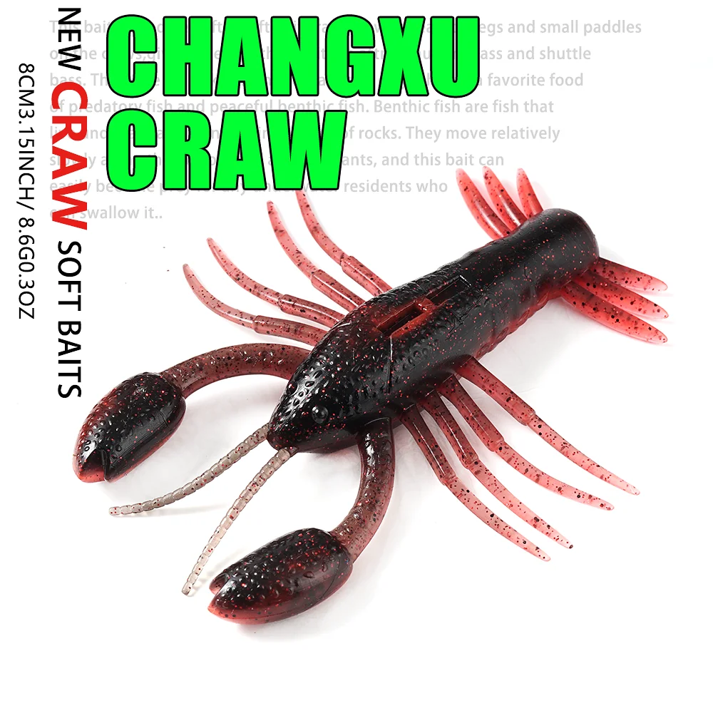SUNMILESUNMILE 4 Stück 80 mm 3,15 Zoll Craw Baits Floating Shrimp Softbait Soft Lure Wobbler Bass Baits Künstliche Pesca