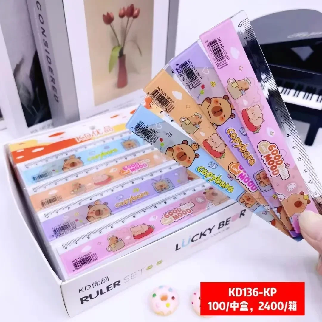 New 4Pcs/Pack Capybara Ruler Anime Students 15Cm Measuring Ruler Painting Cartoon Stationery Supplies Gift