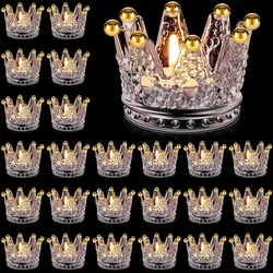 Shiny Crown Shape Glass Candle Holders For Wedding Decorations Modern Home Restaurant Candles Ornaments Candlestick