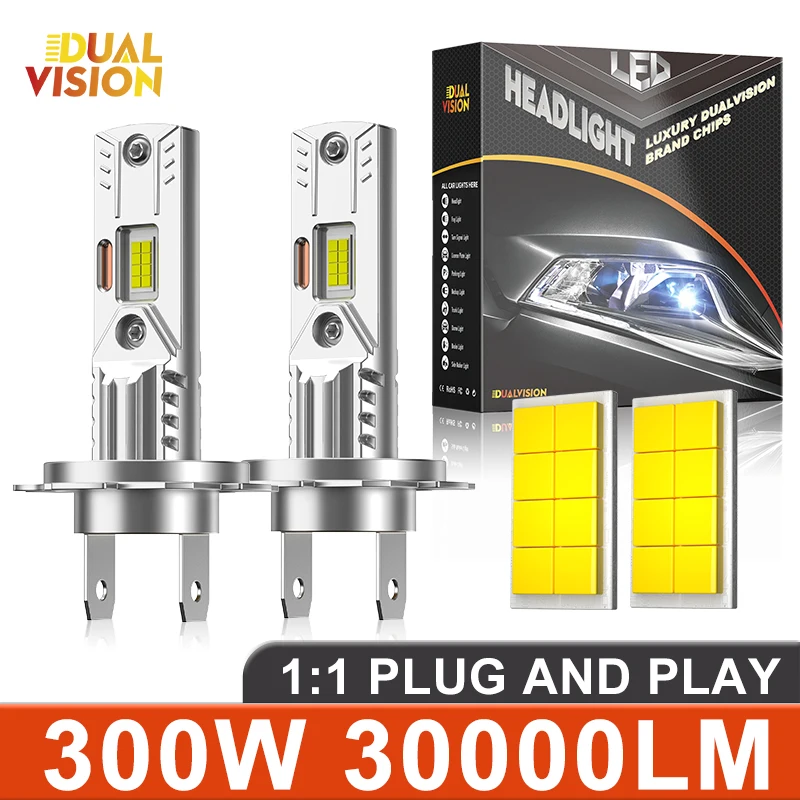 

30000LM H7 H4 H1 H3 Светодиодная фара Мини-лампа Canbus Super Bright 7535 CSP Chips Фара дальнего ближнего света 6000K Plug&Play Авто лампа