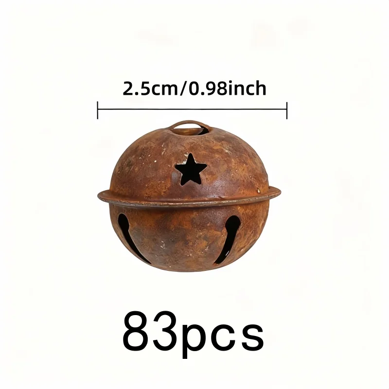 83 pcs Distressed Jingle Bells, Clear Bell Sound, suitable for Garden Outdoor Ornament, Vintage Rusty Finish