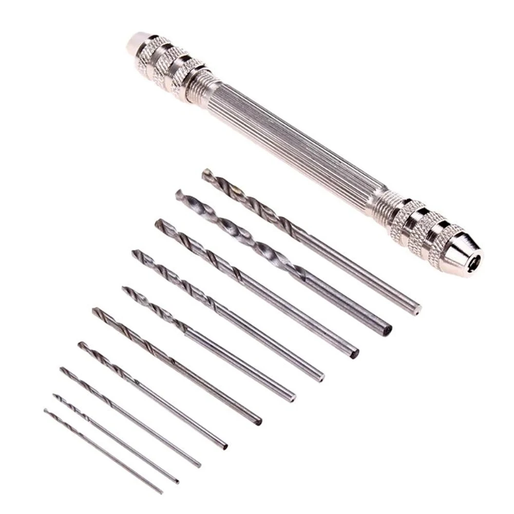 Broca de mano para manualidades PCB, 0,5-3,2mm, 105mm/4,13 pulgadas, Mini taladro de mano, joyería plateada, plástico, bonito
