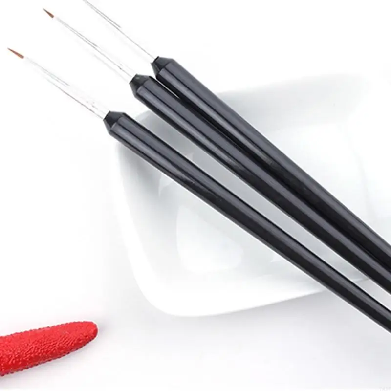 781E Pack of 3 Reusable Striping Art Brushes for Long Lines Fine Designs Professional Striper Brushes Sets