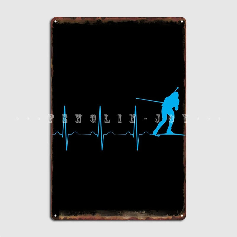 Biathlon Heartbeat Metal Sign Customize Club Home Wall Plaque Garage Club Tin Sign Poster