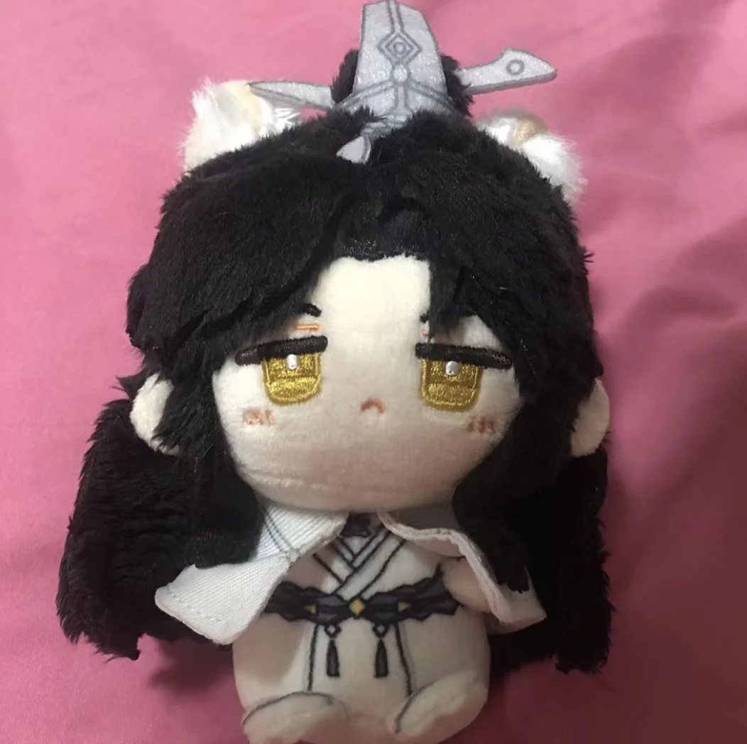 محشوة 12 سنتيمتر أنيمي الهاسكي وقطته البيضاء تشو وانينغ موران أفخم دمية الجسم فستان ألعاب قطنية لهدية عيد ميلاد