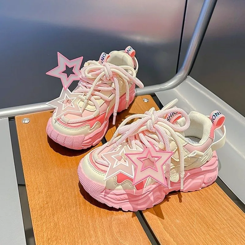 Sepatu Sneakers Kulit Sol Lembut Anti Air untuk Anak Perempuan, Sepatu Olahraga Tebal Anti Selip untuk Anak-anak, Alas Kaki Anak Serbaguna untuk Musim Semi dan Gugur