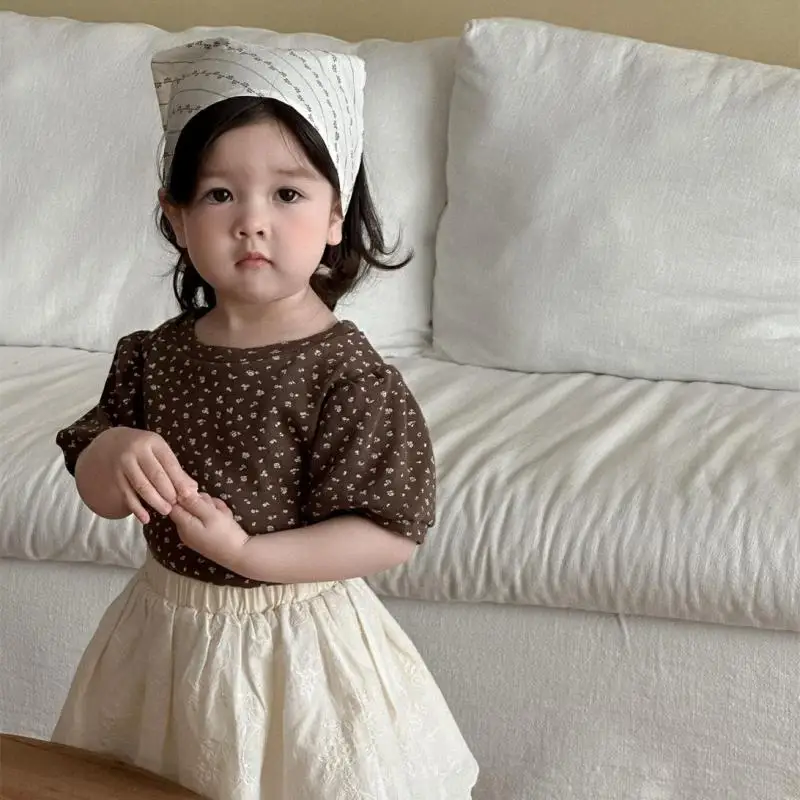 2025 Summer New Baby Short Sleeve T Shirts Cotton Infant Girl Versatile Print Tee Toddler Casual Breathable Tops Baby Clothes