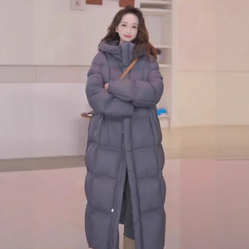 Women's Long Down Jacket 2025 Fall/Winter Collection Loose-Fit, Slimming, Fashionable Hooded Oversized Thick Quilted Coat