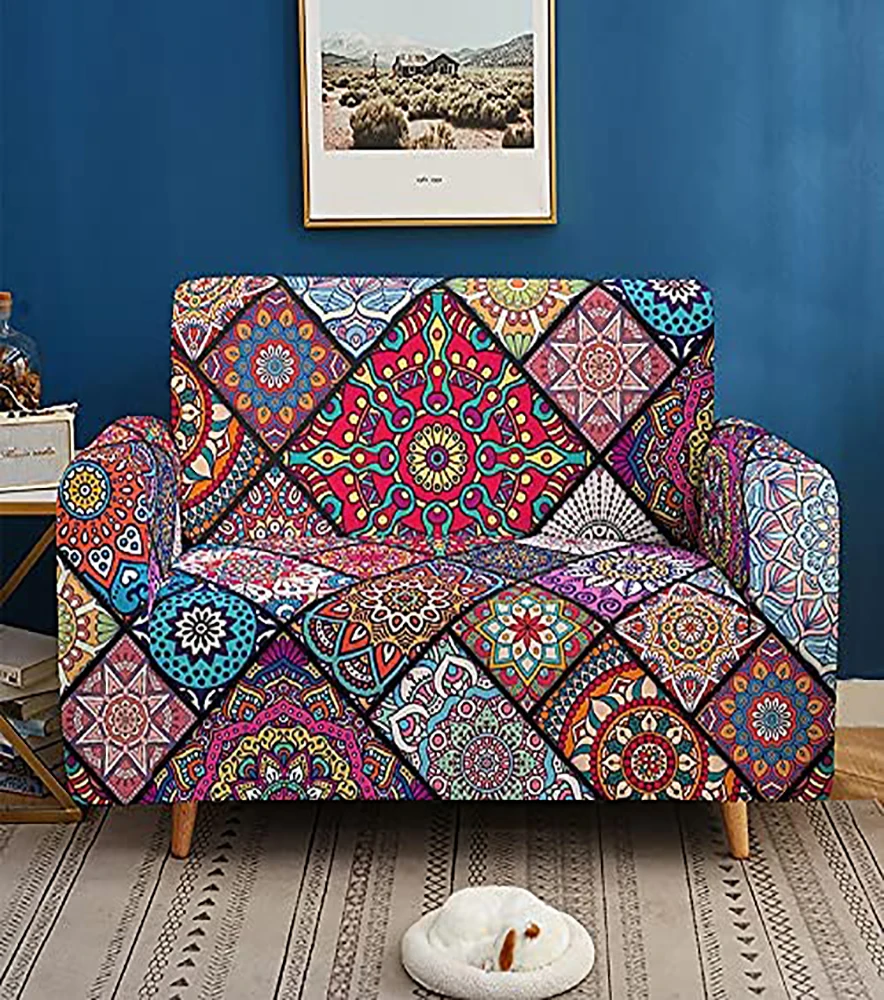 Vintage Print Elastic Sofa Cover Modern Sofa Cover Living Room Part Corner L-shaped Chair protection