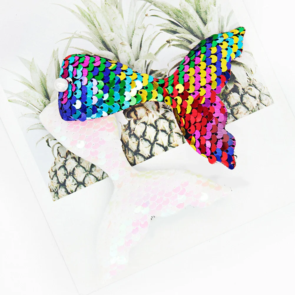 

8 pcs Mermaid Tail Hair Clips Sequin Glitter Duckbilled Accessories White Yellow Green Blue Pink Beige ColorfulRed Stylish