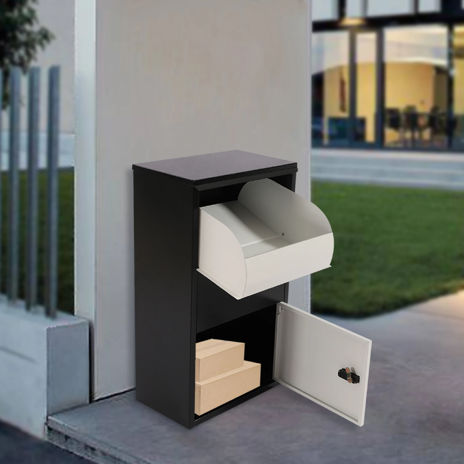 Outdoor Package Drop Box for Secure Parcel and Mail Delivery, for Small and Medium Sized Packages