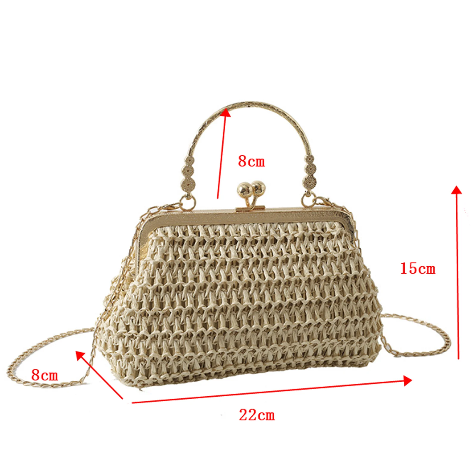 Sacs de plage en paille d'été, sac à main de banquet JOParty exquis, sac à main tissé à la main, pochette féminine, sacs à bandoulière initiés