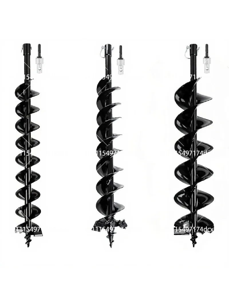 Earth Auger Garden Drill with Safety Bolt & Adapter, 800mm Spiral Drill for Pile Well Excavation Work