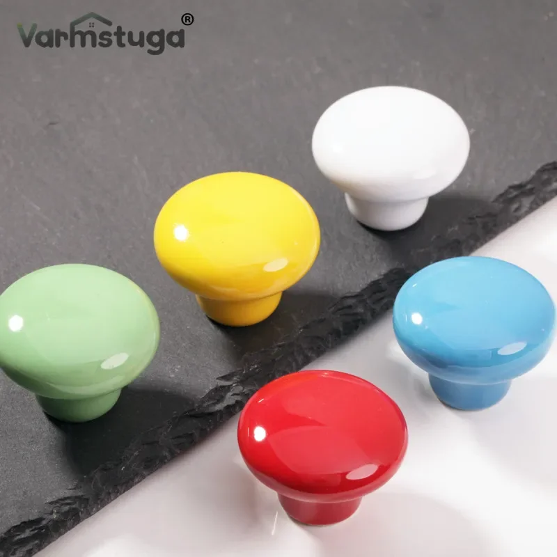 Candy Color Round Furniture Ceramic Knob Cabinet Drawer Closet Cupboard Handles Modern Kitchen Handle Furniture Hardware