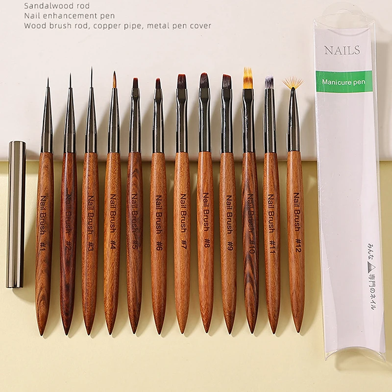 New Wood Handle Nail Art Liner Brush DIY Painting Pen Sandalwood Syringe Brushes Drawing Fine Lines Stripe Pen UV Gel Nail