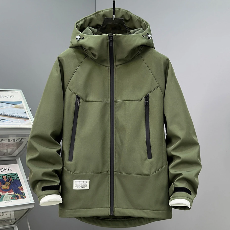 13XL Plus Size Waterproof Windbreaker Jacket Men Camp Jacket Coat Autumn Fleece Jacket Male Outerwear Outdoor - Image 2