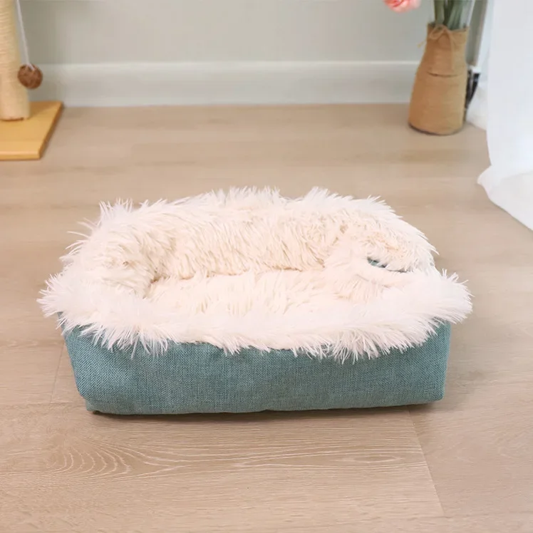 Suitable for All Seasons Soft and Warm Square Nest Multifunctional and Dual-use Long Hair Cushion Cat Mattress Pet Nest