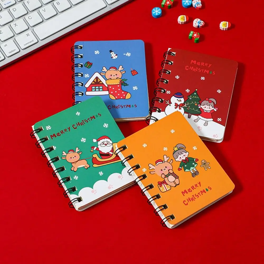 40sheets Loose-leaf Christmas Coil Notepad Thickened Cartoon Mini Notebook Cute Side-flip Coil Book School Stationery