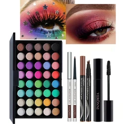 40 Colors Eyeshadow Palette with Mascara/Eyebrow Pencil/Eyeliner Pigments Earth Color Waterproof Long Lasting Cosmetics Makeup