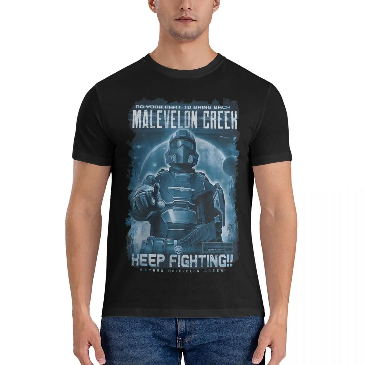 Men's T-Shirt Return Malevelon Creek Fanart Unique 100% Cotton Tees Short Sleeve Helldivers T Shirts Round Neck Clothes Summer