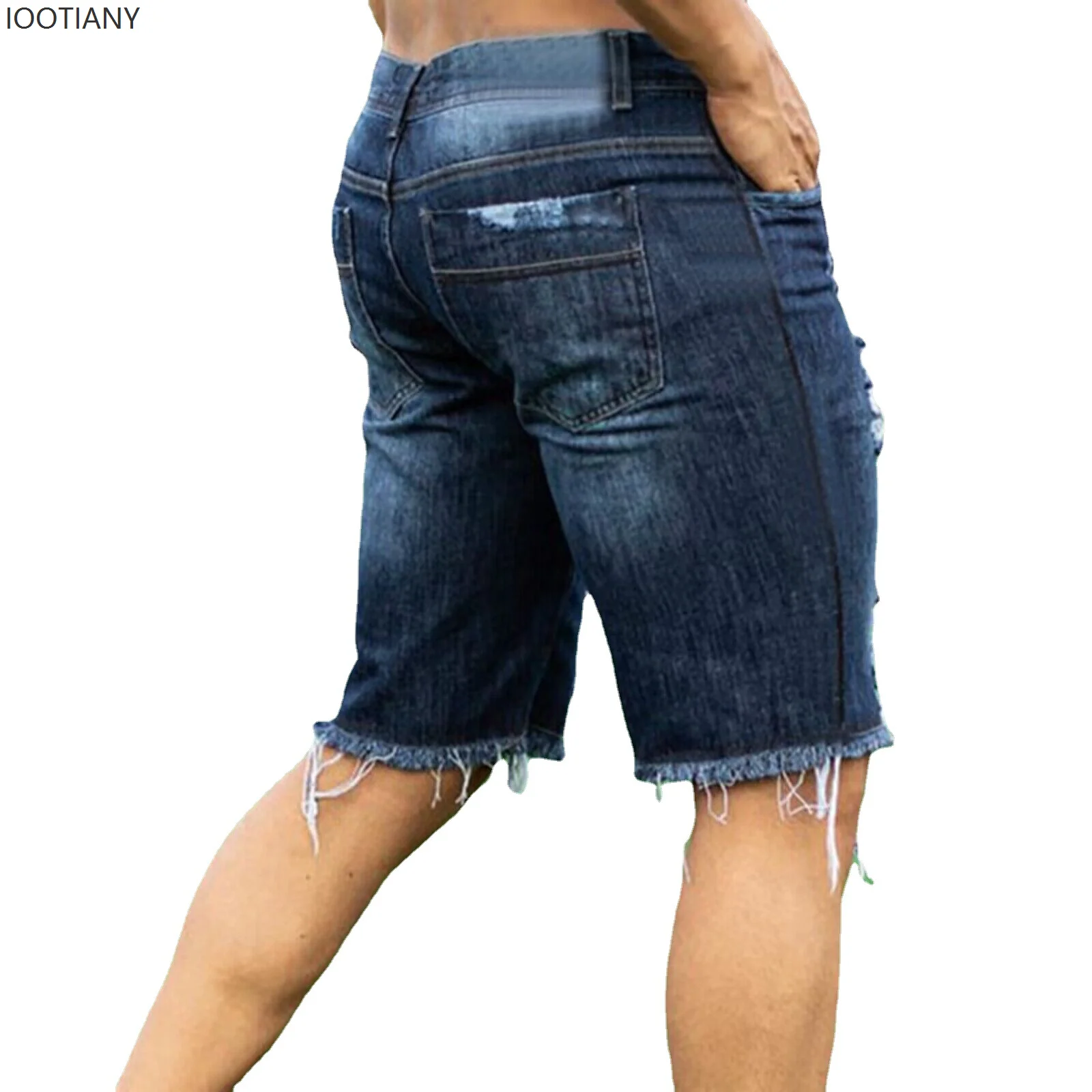 2026 New Hole-washed Water Buffalo Denim Short Pants - Men's Trendy Loose Straight Five-Piece Casual Shorts - Summer New Style view 5