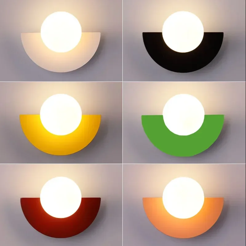 

Nordic Simple Colored Glass Ball Wall Lamp LED Bedroom Bedside Designer Living Aisle Corridor Study Home Decor Wall Sconce Light