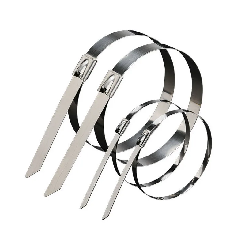 10 20 50 100 200 Pcs 10mm 0.39 inch Exhaust Wrap Multi-Purpose 304 Stainless Steel Metal Cable Tie banding self-locking zip ties
