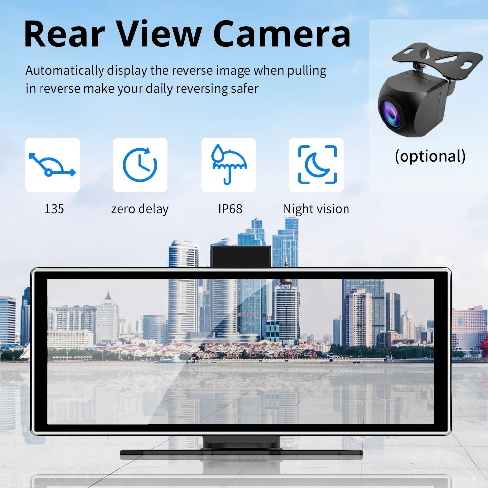 NEW 11.26 inch 4K DVR Wireless CarPlay and Android Auto Portable Dash Cam IPS Touch Screen Bluetooth Audio Dual Lens Recorder image 5