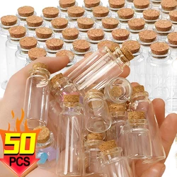50/10PCS Mini Glass Bottles Transparent Wishing Bottles Cork Stopper Storage Bottle Creative Candy Jars DIY Xmas Wedding Decor