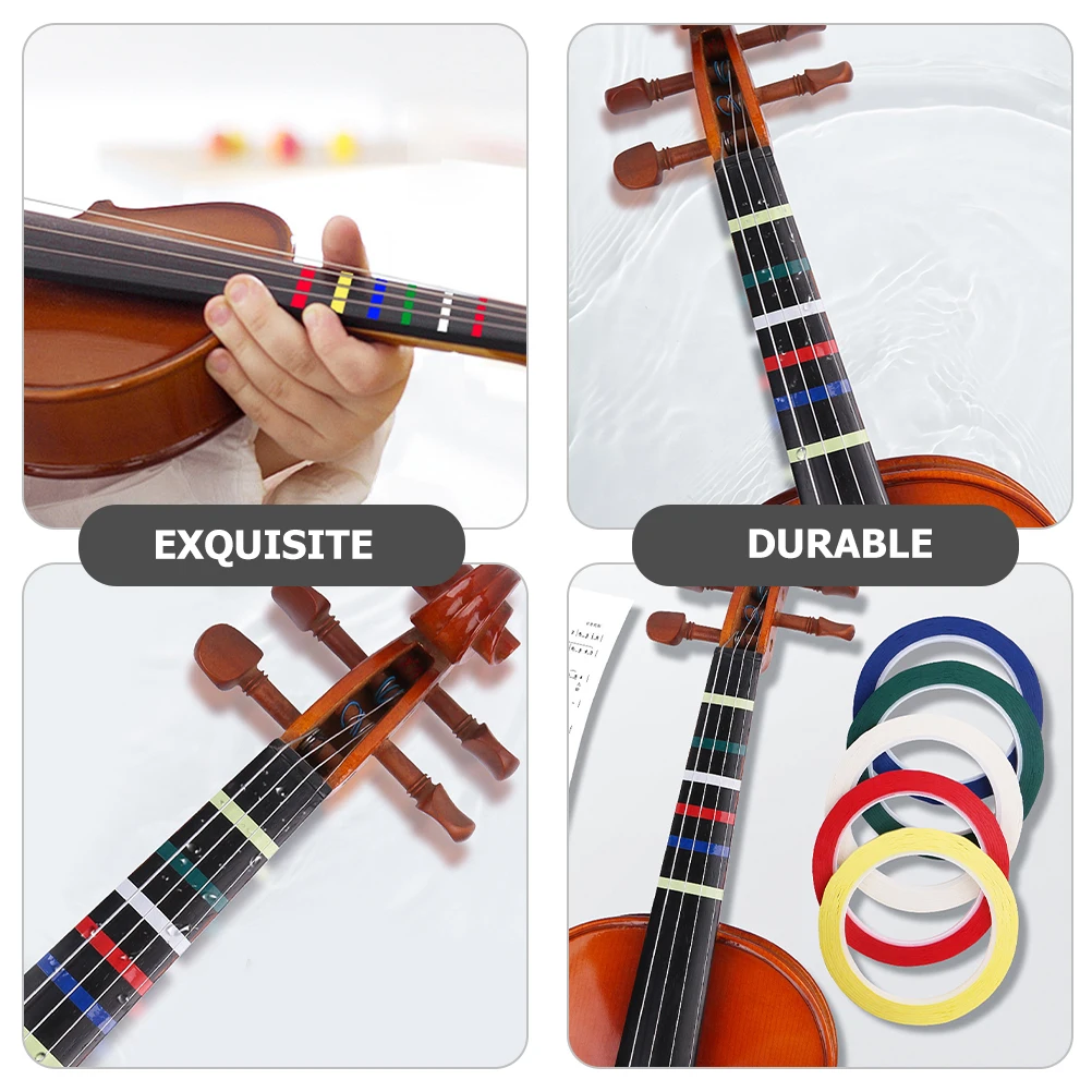 

5 Rolls Phone Stickers Violin Tape for Beginners Supplies Position Pvc Practicing Decal Colored