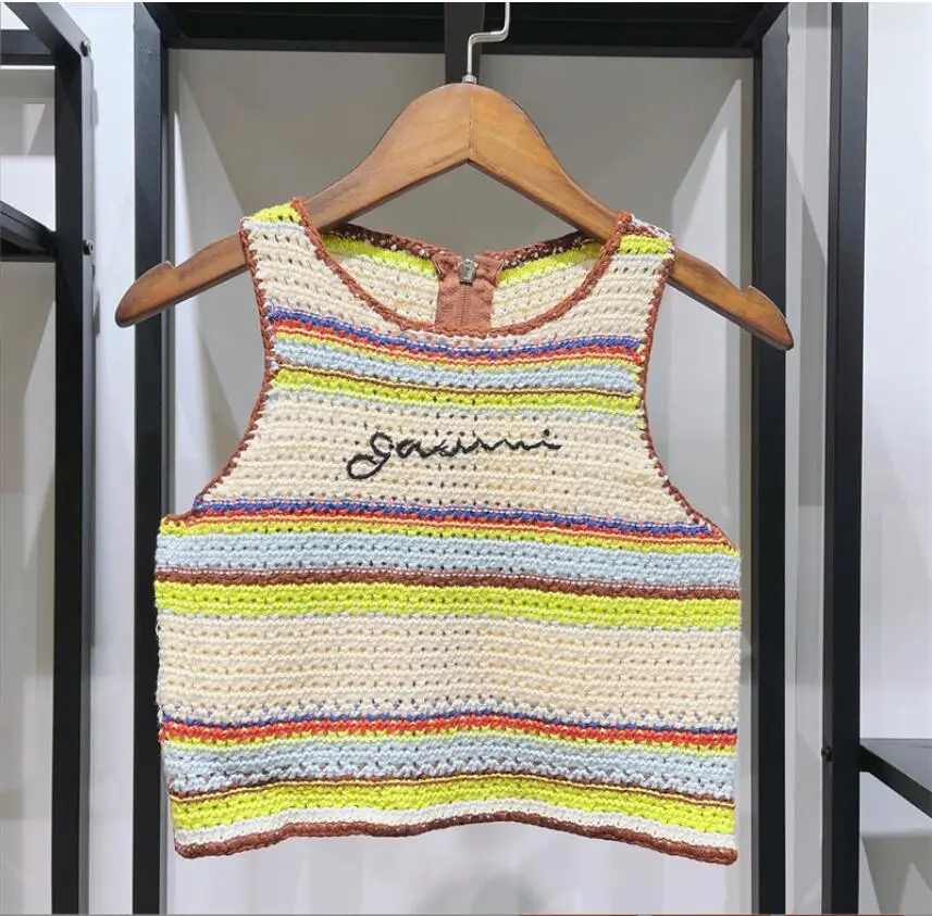 

Summer I suspender vest female outer wear leggings inside take short spice girl top bump color stripes