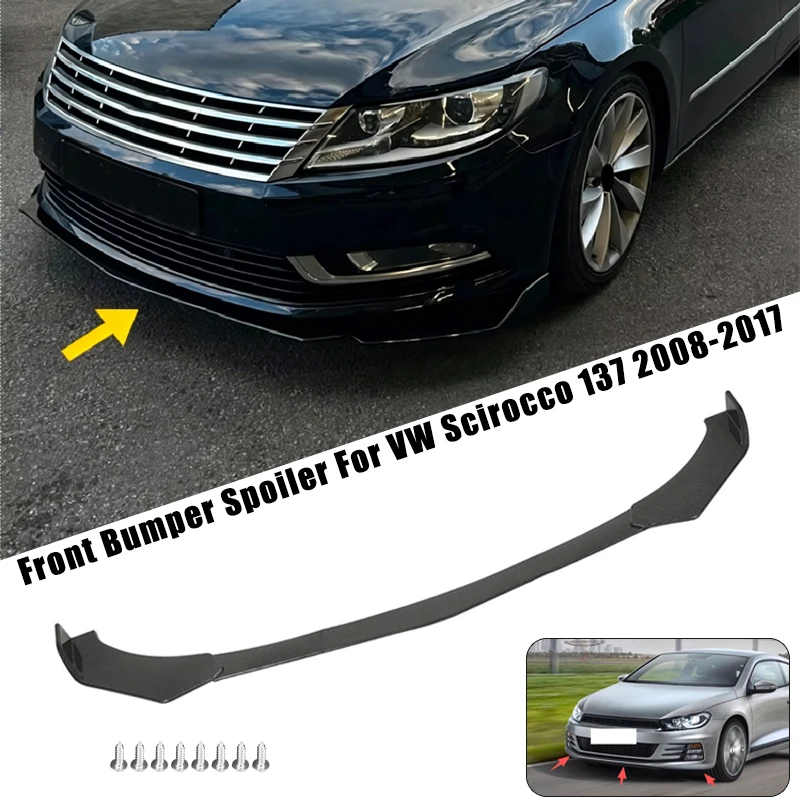 Sport Front Bumper Splitter Spoiler Lip For VW Scirocco 137 2008-2017 5Pcs Adjustable Sectional Car Exterior Tuning Body Kit