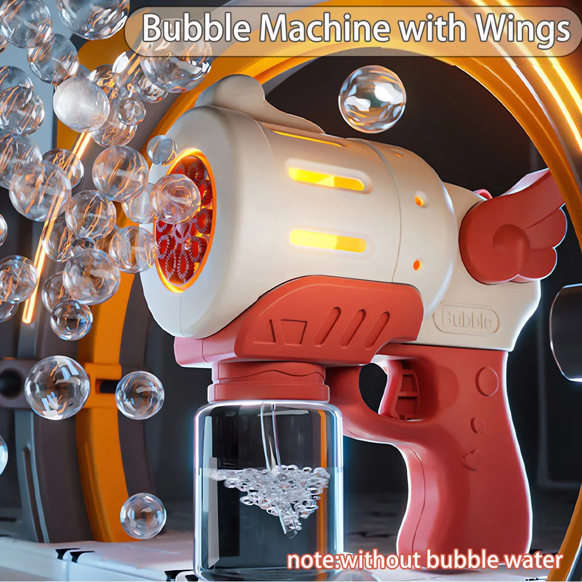 Wings Bubble Machine Toy Outdoor Bubble Blowing Game with Light Children Wedding Party Toy without Bubble Watet