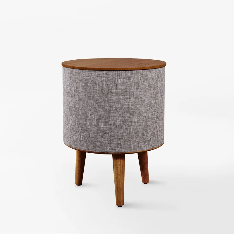 Round Mini Side Wooden Coffee Table with Wireless Charging Modern Coffee Table Creative Smart Stereo Sound Tea Table