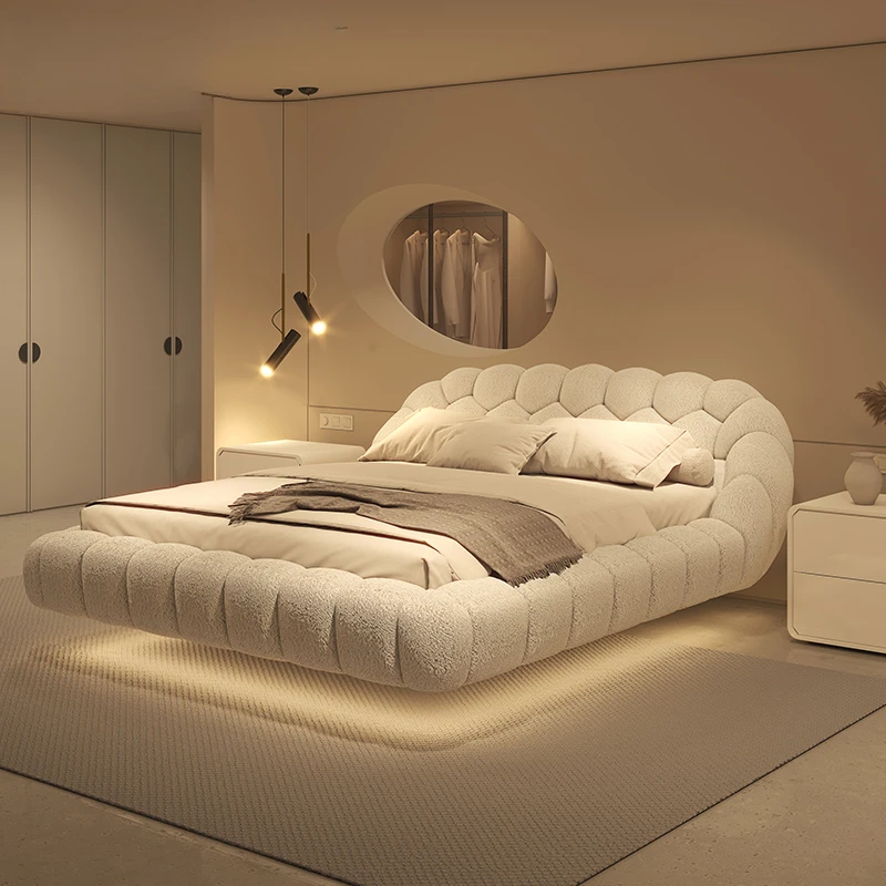 High-end bedroom suspension  wind lamb wool fabric Internet celebrity bubble minimalist atmosphere girls master bedroom marriage