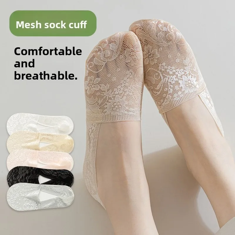 Deep Cut Lace Women's Boat Socks Summer Spring Breathable Invisible Low  For Women