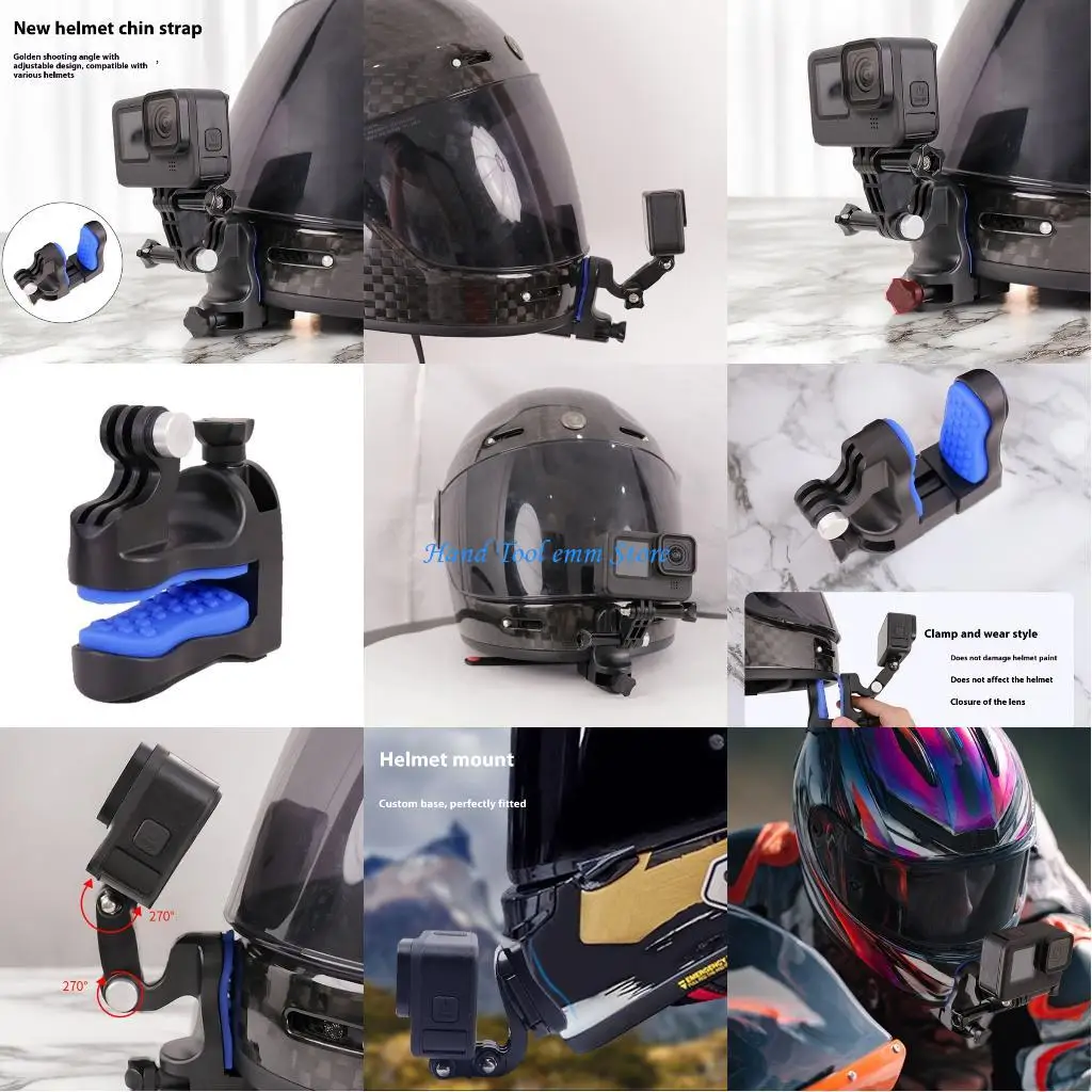 

H37F Motorbike Headpiece Chin Mount For Action Cameras Secure Against Slip Plan Thin ABS Substance