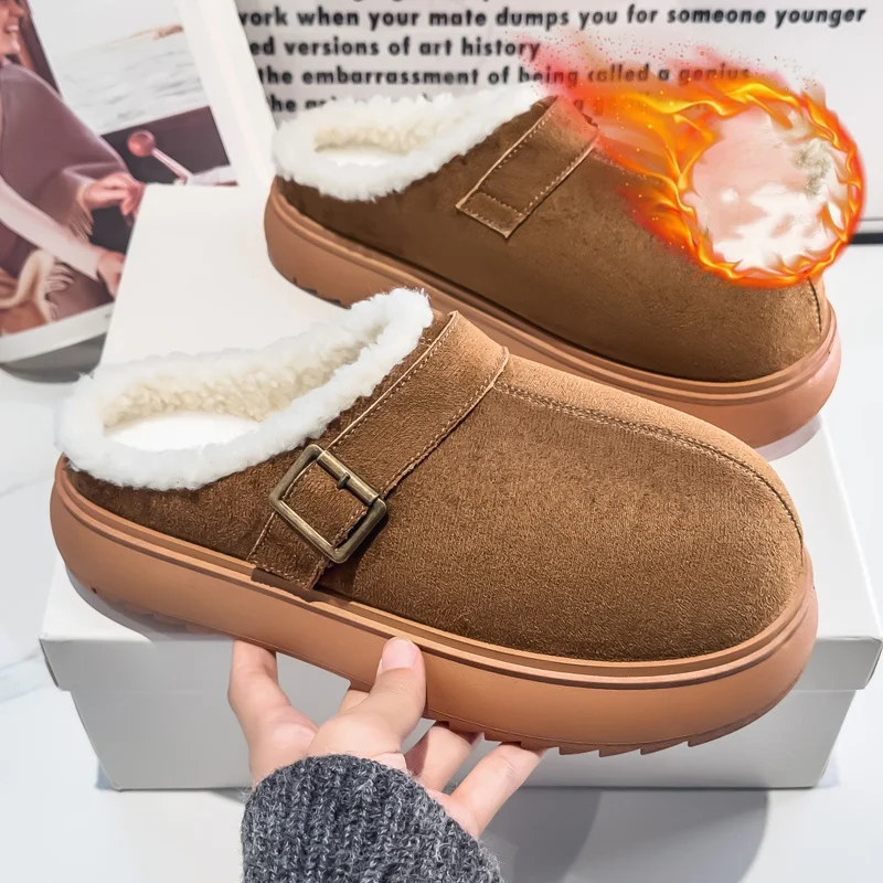 

Cotton Slippers for Men, Autumn and Winter Outerwear, Home Warm Cotton Shoes, Lazy Slip-On Casual Half Slippers