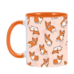 Cute Corgi Pattern Ceramics Camping Mug 11oz Home Tea Cup Dog Lover Birthday Coffee Mug Gift Pembroke Welsh Corgi Owner Mugs